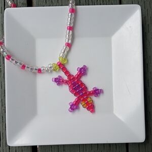 Handmade Beaded Gecko Necklace